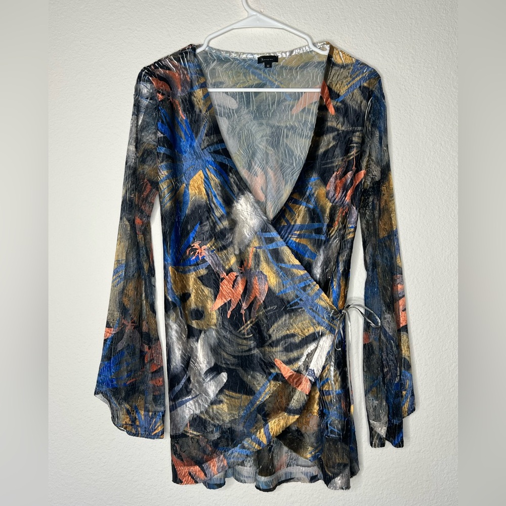 Komarov Artsy Colorful Wrap blouse / top Abstract Print size M